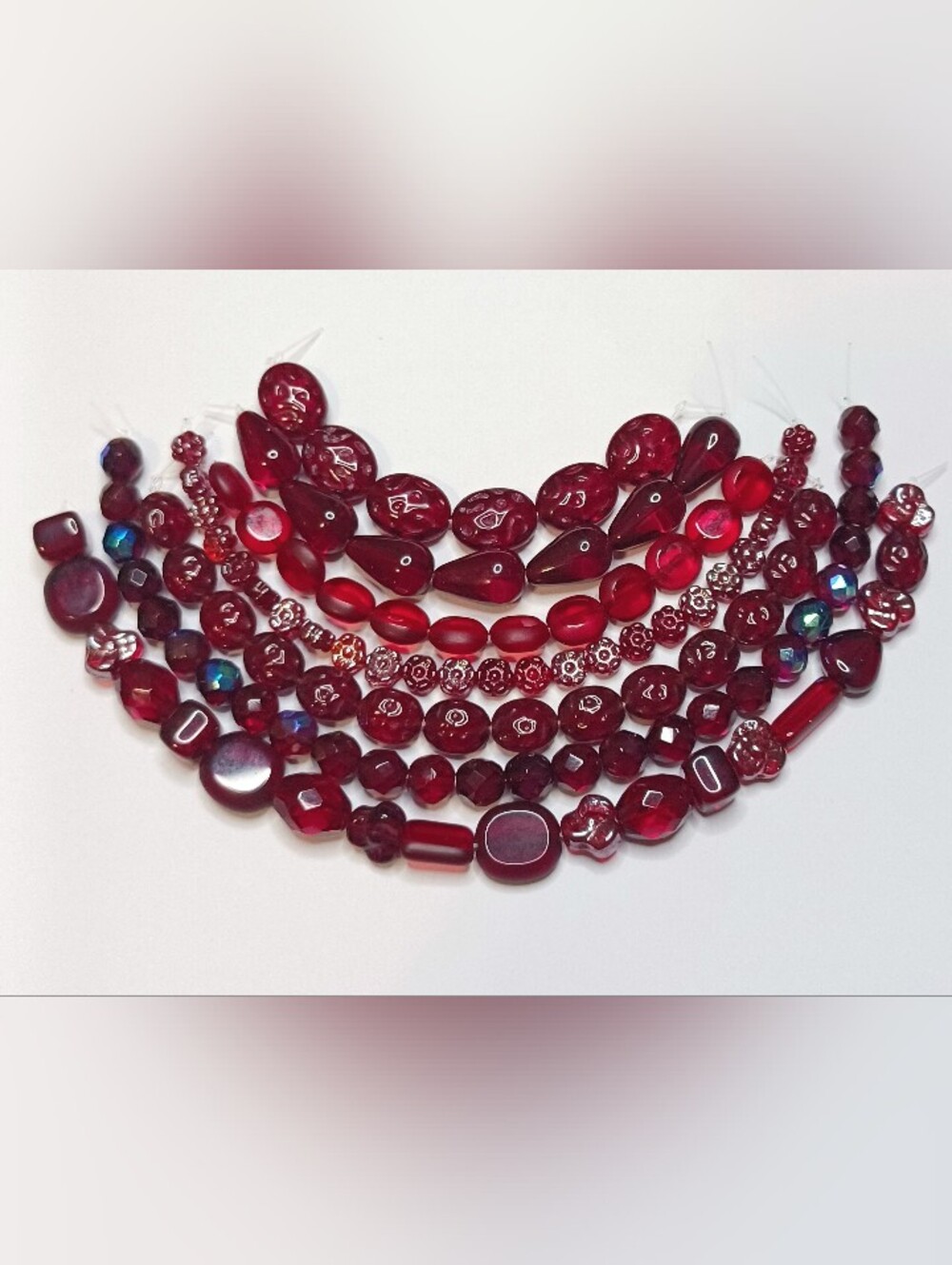 Czech glass 7 strands garnet ruby colors Jewelry Making       M36